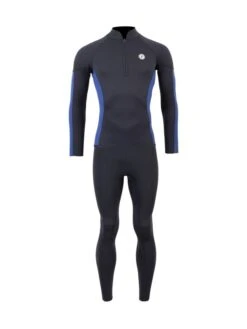 Two Bare Feet Perspective Half Zip 2.5mm Wetsuit Jacket & Pants Set (Black/Blue)