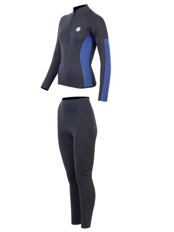 Two Bare Feet Unisex Perspective Half Zip 2.5mm Wetsuit Jacket & Pants Set (Black/Blue) 3 Two Bare Feet Unisex Perspective Half Zip 2.5mm Wetsuit Jacket & Pants Set (Black/Blue) - Image 3
