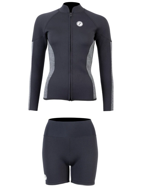 Two Bare Feet Unisex Perspective Full Zip 2.5mm Wetsuit Jacket & Hotpants Set (Black/Grey) 2 Two Bare Feet Unisex Perspective Full Zip 2.5mm Wetsuit Jacket & Hotpants Set (Black/Grey) - Image 2