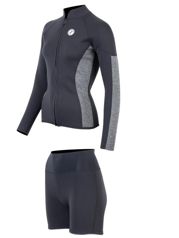 Two Bare Feet Unisex Perspective Full Zip 2.5mm Wetsuit Jacket & Hotpants Set (Black/Grey) 3 Two Bare Feet Unisex Perspective Full Zip 2.5mm Wetsuit Jacket & Hotpants Set (Black/Grey) - Image 3