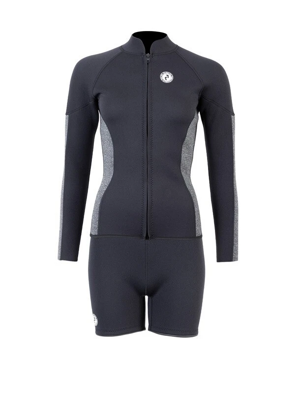 Two Bare Feet Unisex Perspective Full Zip 2.5mm Wetsuit Jacket & Hotpants Set (Black/Grey) 1 Two Bare Feet Unisex Perspective Full Zip 2.5mm Wetsuit Jacket & Hotpants Set (Black/Grey)