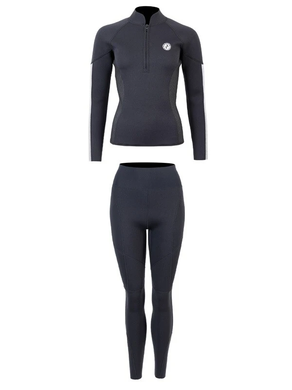 Two Bare Feet Unisex Perspective Half Zip 2.5mm Wetsuit Jacket & Pants Set (Black/Grey/Grey) 2 Two Bare Feet Unisex Perspective Half Zip 2.5mm Wetsuit Jacket & Pants Set (Black/Grey/Grey) - Image 2