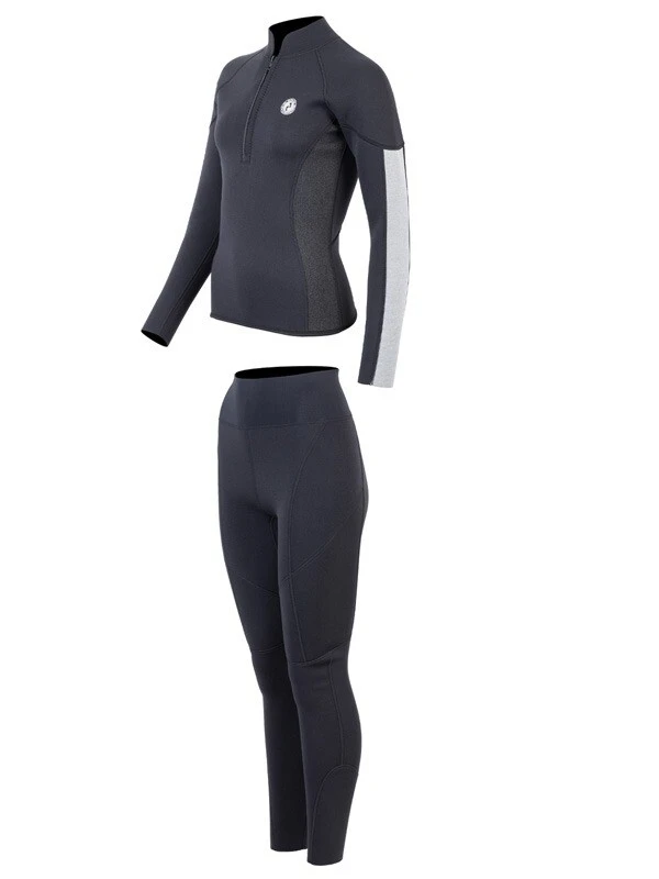 Two Bare Feet Unisex Perspective Half Zip 2.5mm Wetsuit Jacket & Pants Set (Black/Grey/Grey) 3 Two Bare Feet Unisex Perspective Half Zip 2.5mm Wetsuit Jacket & Pants Set (Black/Grey/Grey) - Image 3