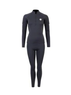 Diving Adventure 17 Two Bare Feet Unisex Perspective Half Zip 2.5mm Wetsuit Jacket & Pants Set (Black/Grey/Grey)