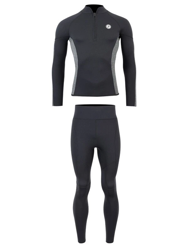Two Bare Feet Perspective Half Zip 2.5mm Wetsuit Jacket & Pants Set (Black/Grey) - Image 2