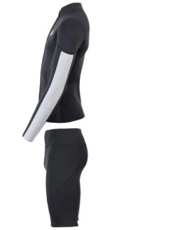 Two Bare Feet Perspective Full Zip 2.5mm Wetsuit Jacket & Shorts Set (Black/Grey/Grey) -Diving Adventure utin8f z