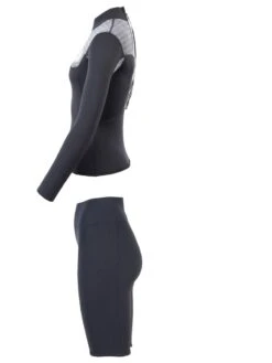 Two Bare Feet Womens Aspect Back Zip 2.5mm Wetsuit Jacket & Shorts Set (Black/Grey Stripes) -Diving Adventure w4wb7b k