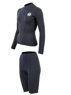 Two Bare Feet Womens Aspect Fleece Lined Zipless Thermal 2.5mm Superstretch Wetsuit Top & Shorts Set (Black) -Diving Adventure w8d7v6 x