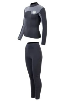 Two Bare Feet Womens Aspect Fleece Lined Zipless Thermal 2.5mm Superstretch Wetsuit Top & Pants Set (Black/Grey Stripes) 10 Two Bare Feet Womens Aspect Fleece Lined Zipless Thermal 2.5mm Superstretch Wetsuit Top & Pants Set (Black/Grey Stripes) -Diving Adventure wd4cal b