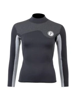 Two Bare Feet Womens Aspect Back Zip 2.5mm Wetsuit Jacket & Hotpants Set (Black/Grey/Grey) -Diving Adventure wfcv24 f