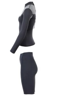 Two Bare Feet Womens Aspect Back Zip 2.5mm Wetsuit Jacket & Shorts Set (Black/Grey) -Diving Adventure wfqn6i r