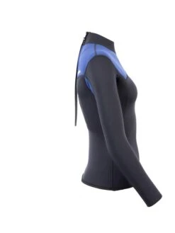 Two Bare Feet Womens Aspect Back Zip 2.5mm Wetsuit Jacket (Black/Blue) -Diving Adventure womens aspect back zip jacket black blue denim 7