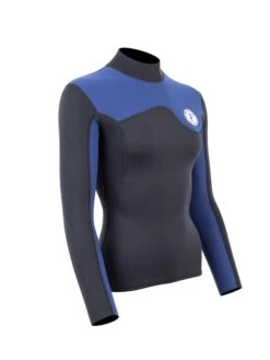 Two Bare Feet Womens Aspect Back Zip 2.5mm Wetsuit Jacket (Black/Blue) -Diving Adventure womens aspect back zip jacket black blue denim 8