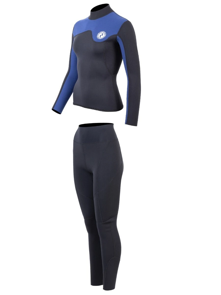 Two Bare Feet Womens Aspect Back Zip 2.5mm Wetsuit Jacket & Pants Set (Black/Blue) - Image 3