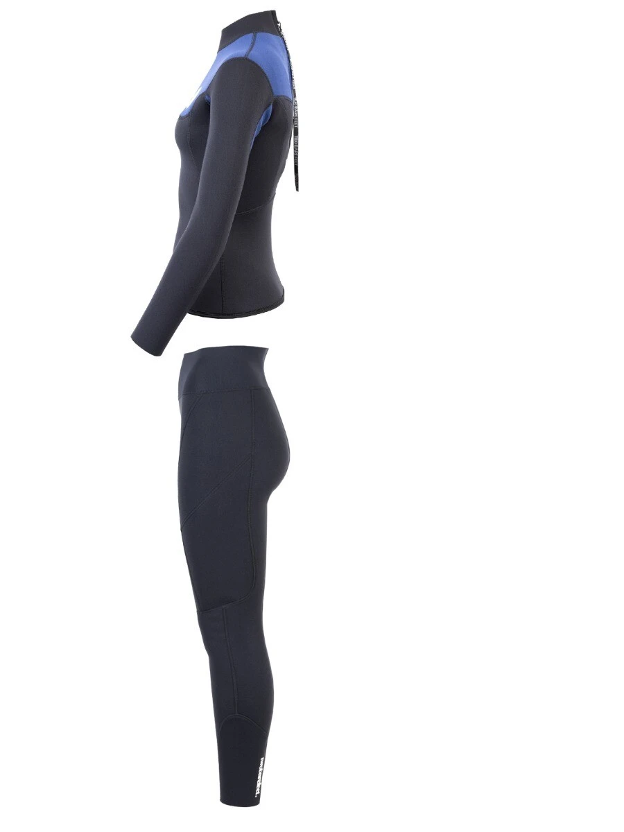 Two Bare Feet Womens Aspect Back Zip 2.5mm Wetsuit Jacket & Pants Set (Black/Blue) - Image 4