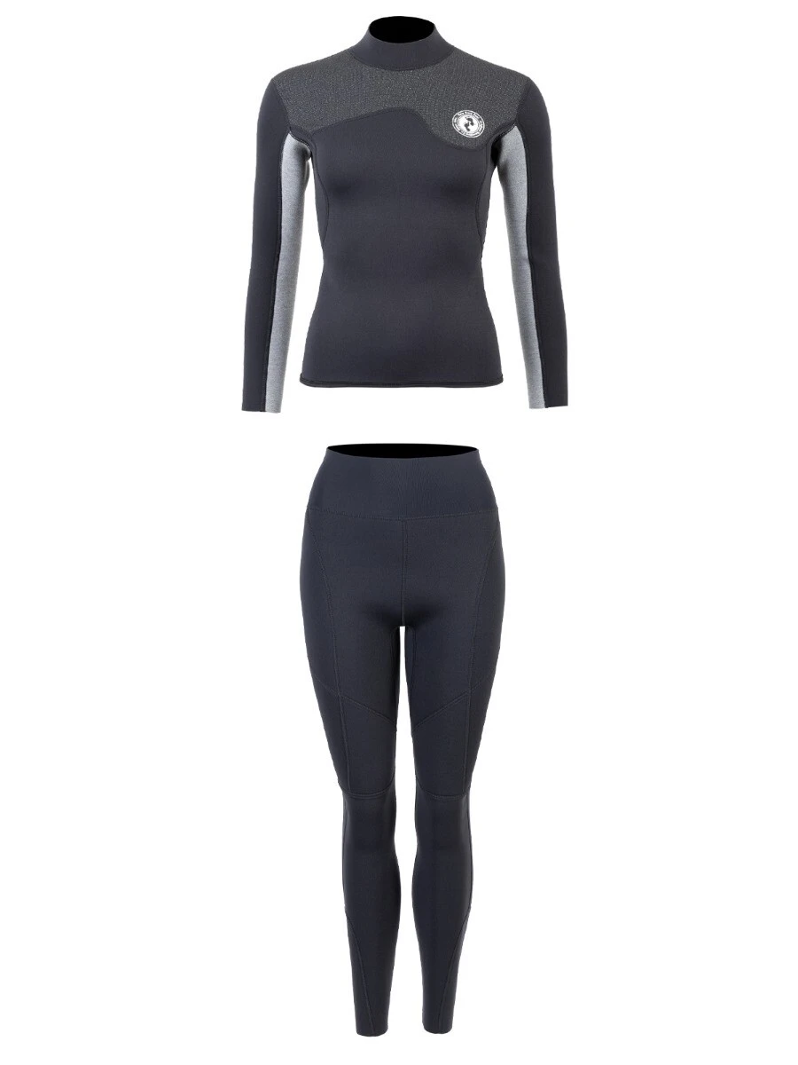 Two Bare Feet Womens Aspect Back Zip 2.5mm Wetsuit Jacket & Pants Set (Black/Grey/Grey) - Image 2