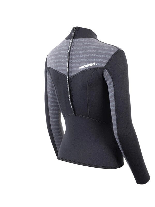 Two Bare Feet Womens Aspect Back Zip 2.5mm Wetsuit Jacket (Black/Grey Stripes) 6 Two Bare Feet Womens Aspect Back Zip 2.5mm Wetsuit Jacket (Black/Grey Stripes) - Image 6