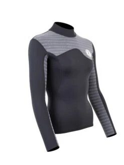 Two Bare Feet Womens Aspect Back Zip 2.5mm Wetsuit Jacket (Black/Grey Stripes) 15 Two Bare Feet Womens Aspect Back Zip 2.5mm Wetsuit Jacket (Black/Grey Stripes) -Diving Adventure womens aspect back zip jacket black grey 8