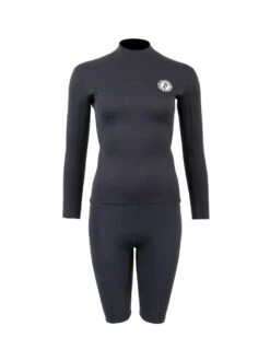Two Bare Feet Womens Aspect Back Zip 2.5mm Wetsuit Jacket & Shorts Set (Black)