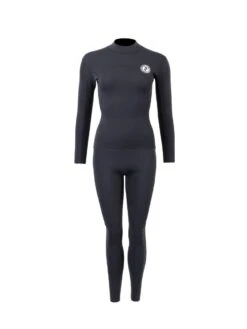 Two Bare Feet Womens Aspect Fleece Lined Zipless Thermal 2.5mm Superstretch Wetsuit Top & Pants Set (Black)
