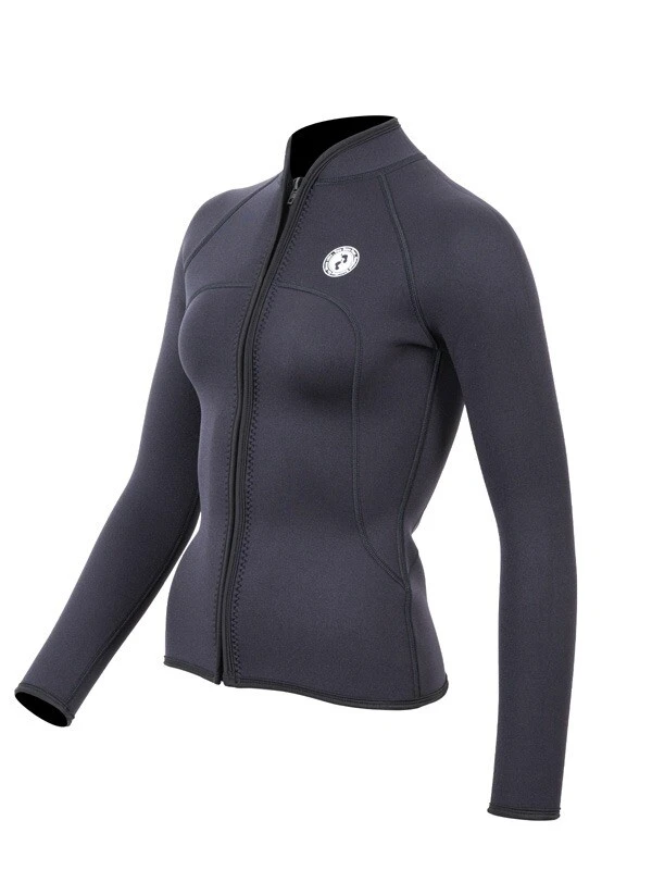 Two Bare Feet Womens Heritage 3mm Full Zip Long Sleeve Wetsuit Jacket (Black) 2 Two Bare Feet Womens Heritage 3mm Full Zip Long Sleeve Wetsuit Jacket (Black) - Image 2