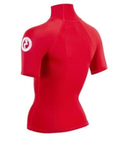 Two Bare Feet Unisex Short Sleeve Rash Vest (Red) -Diving Adventure womens short sleeve red 4 1