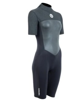Two Bare Feet Thunderclap Pro 3/2mm Womens Shorty Wetsuit (Black/Dark Grey) -Diving Adventure womens thunderclap pro shorty dark 8