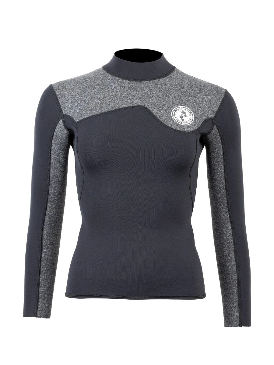 Two Bare Feet Womens Aspect Fleece Lined Zipless Thermal 2.5mm Superstretch Wetsuit Top & Hotpants Set (Black/Grey) 5 Two Bare Feet Womens Aspect Fleece Lined Zipless Thermal 2.5mm Superstretch Wetsuit Top & Hotpants Set (Black/Grey) - Image 5