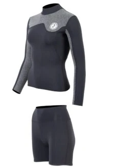 Two Bare Feet Womens Aspect Fleece Lined Zipless Thermal 2.5mm Superstretch Wetsuit Top & Hotpants Set (Black/Grey) 10 Two Bare Feet Womens Aspect Fleece Lined Zipless Thermal 2.5mm Superstretch Wetsuit Top & Hotpants Set (Black/Grey) -Diving Adventure wswyss 6 1